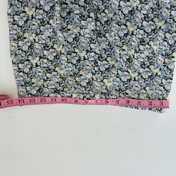 H&M Floral Midi Skirt Women’s 8 Blue Yellow White Print Side Slit Lightweight - Picture 5 of 7